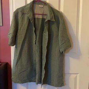 Button up dark green with stripes